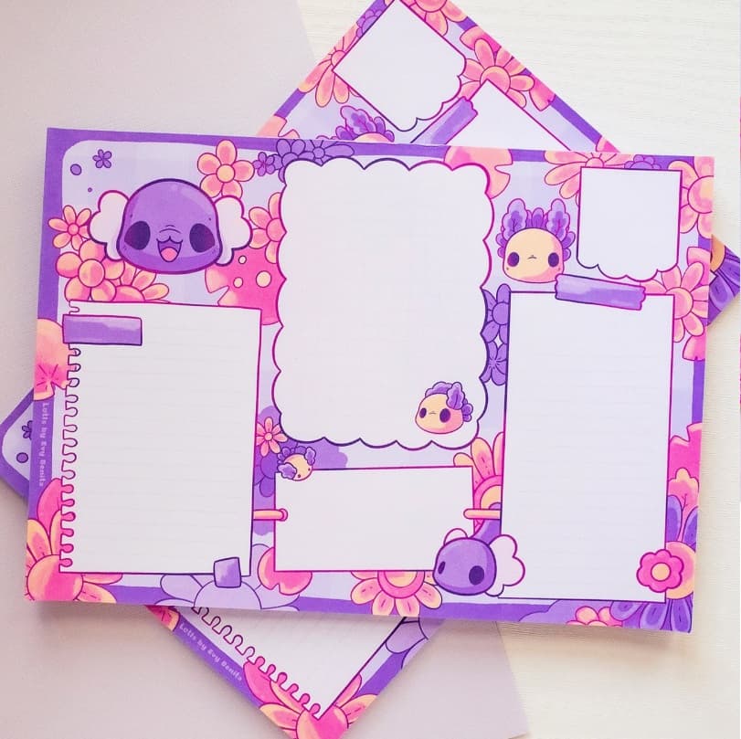 Cute Axolotl Planner note pad Luna the axolotl